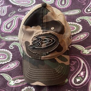 Anaheim Ducks camouflage Camo snap back hat.